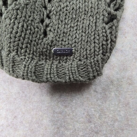 Garage Lightweight Open-Knit Chevron Sweater Army Green Cotton Blend Medium M - Picture 3 of 9